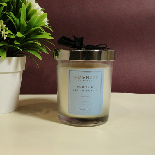 Scented Glass Candle (170g)- Peony & Blush Suede