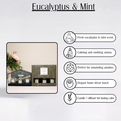 Sim & Ross Eucalyptus & Mint Fragrance Gift Set with Metal Stand